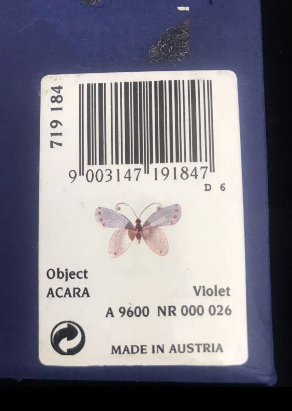 SWAROVSKI CRYSTAL  BUTTERFLY ACARA VIOLET #719184 - NEW  (Butterfly) ornament collectible - Main Image 3