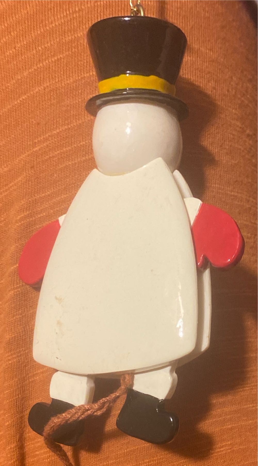 Russ Brand Hand Painted Snowman Pull String Doll Christmas Tree Ornament - Russ Berrie (Snowman) ornament collectible [Barcode 039915226212] - Main Image 2