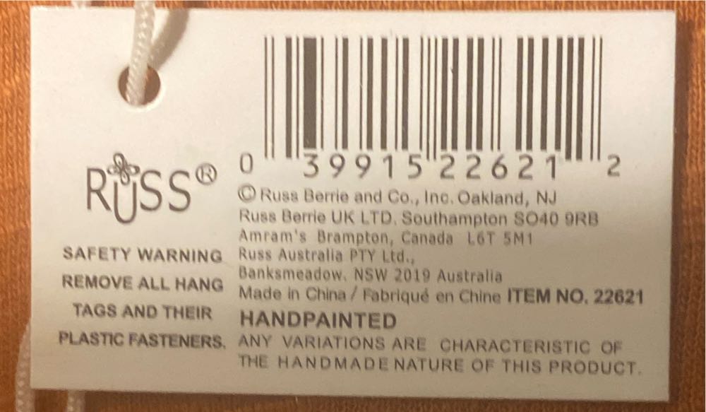 Russ Brand Hand Painted Snowman Pull String Doll Christmas Tree Ornament - Russ Berrie (Snowman) ornament collectible [Barcode 039915226212] - Main Image 3