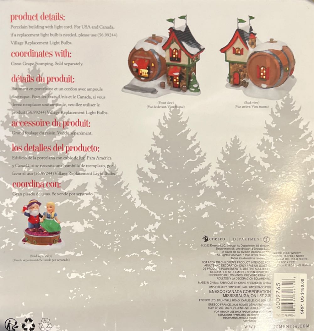 North Pole Village Winery - North Pole - Building ornament collectible [Barcode 028399306718] - Main Image 4