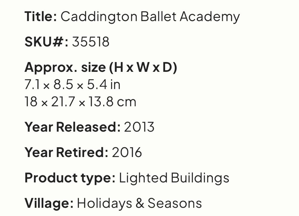 Caddington Ballet Academy #35518 - Caddington (Lighted Building) ornament collectible [Barcode 728162355188] - Main Image 3