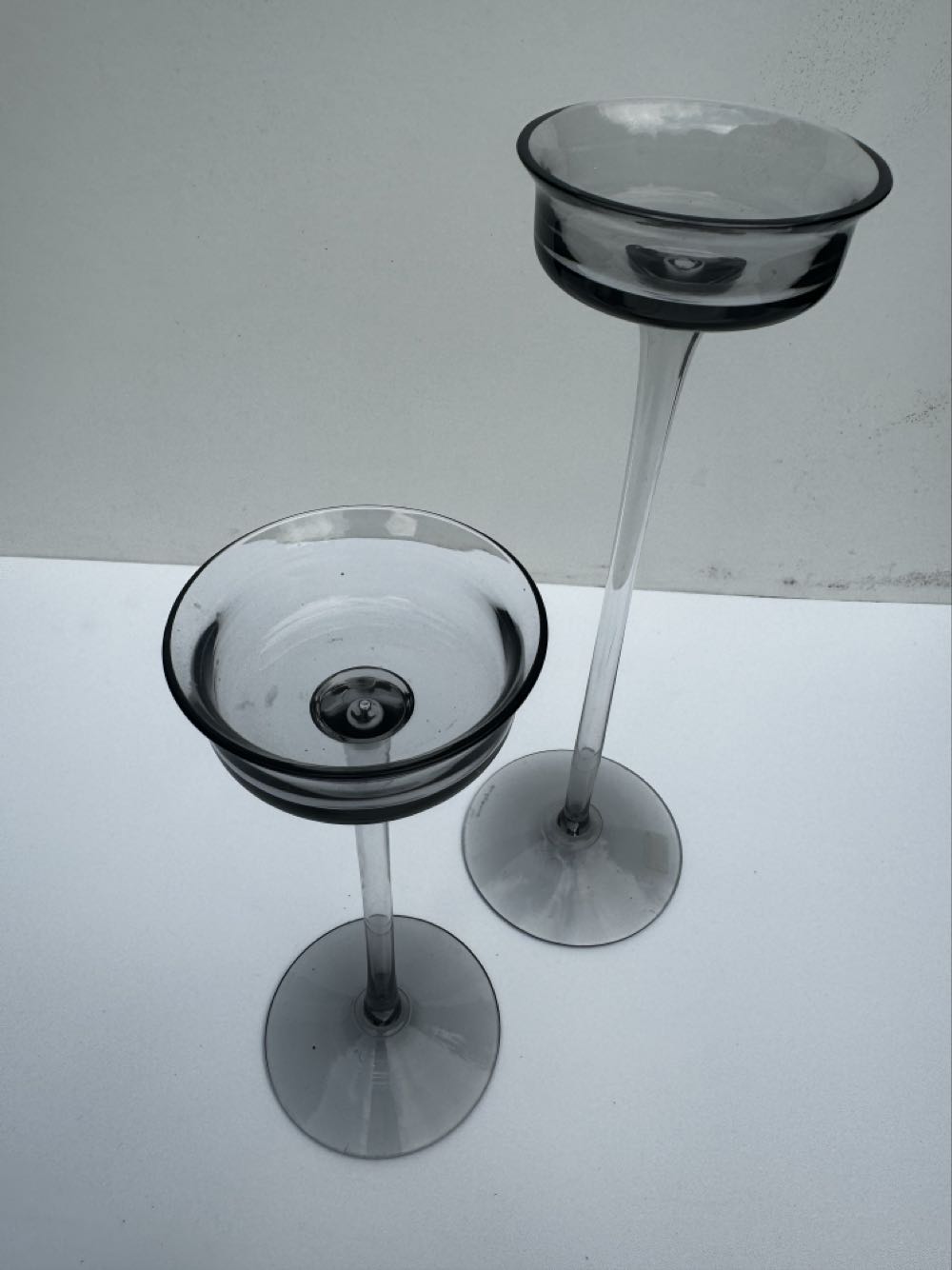 Wedgwood Pair Of Grey Glass Candle Holders  ornament collectible - Main Image 2