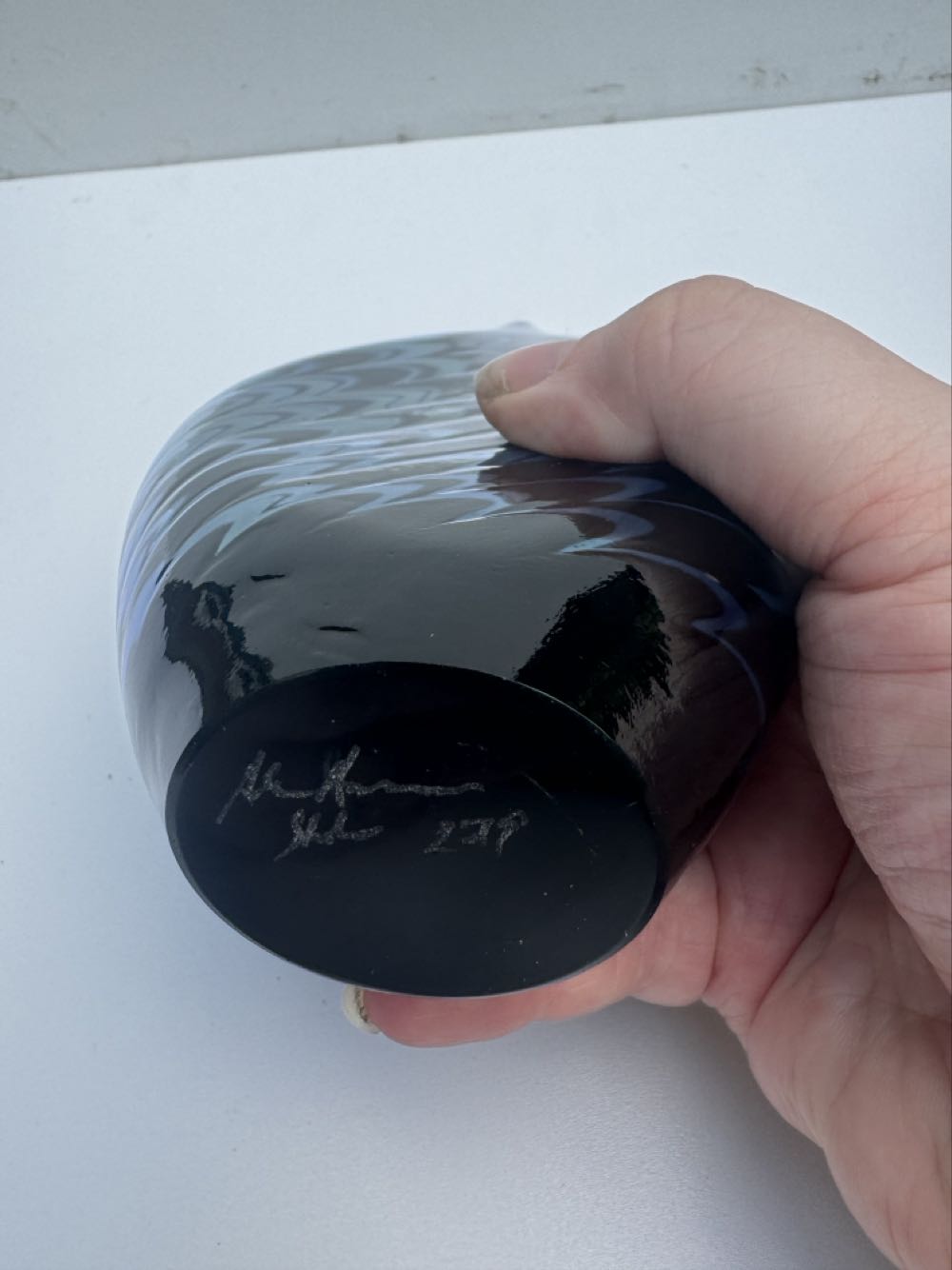 Adam Aaronson Blue Wave Glass Teardrop  ornament collectible - Main Image 4