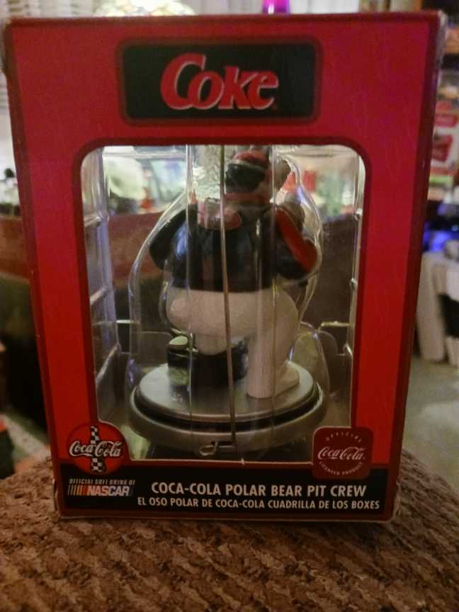 Coca-Cola Ornament Polar Bear Holding Air Gun Foot On Tire Pit Crew Series  - Coca-Cola Ornament Polar Bear Pit Crew Series (Coca-Cola Ornament) ornament collectible - Main Image 2
