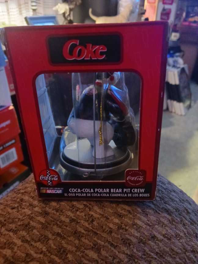 Coca-Cola Ornament Polar Bear Holding Tire Pit Crew Series  - Coca-Cola Ornament Polar Bear Pit Crew Series (Coca-Cola Ornament) ornament collectible - Main Image 2