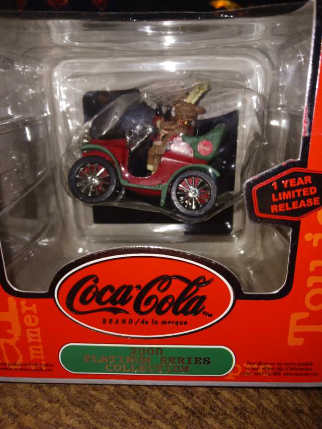 Coca-Cola Ornament 2000 Platinum Series Santa With Reindeer In Car - 2000 Platinum Series (Coca-Cola Ornament) ornament collectible - Main Image 2