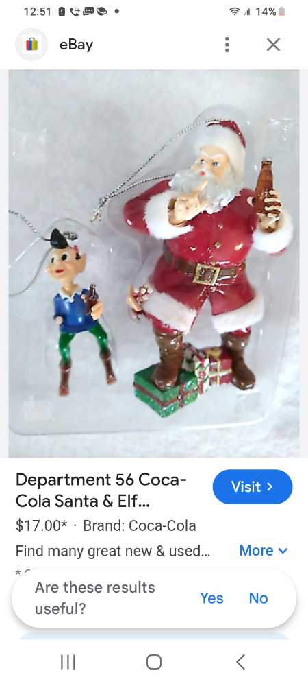 Coca-Cola Ornament Department 56Santa & Elf - Coca-Cola Department 56 (Coca-Cola Ornament) ornament collectible - Main Image 4
