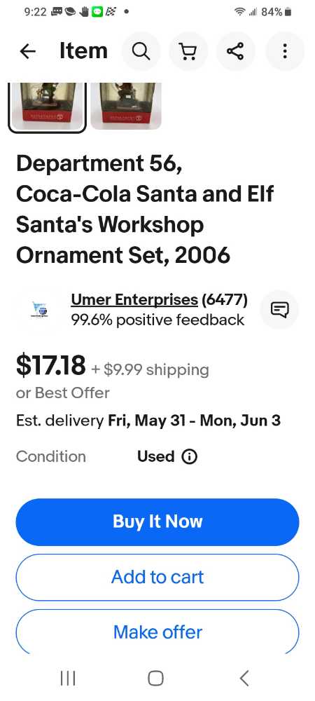 Coca-Cola Department 56 Santa & Elf Santa’s Workshop 2006 - Coca-Cola Department 56 (Coca-Cola Ornament) ornament collectible - Main Image 4