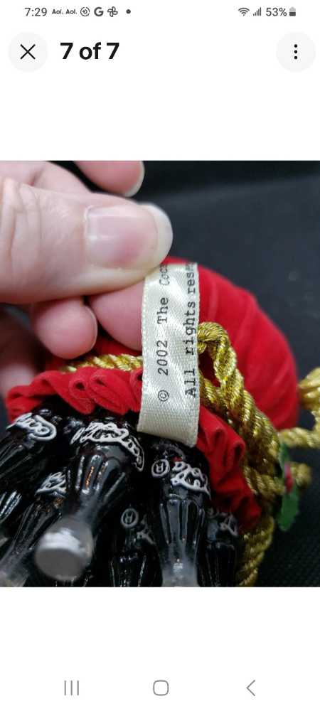 Coca-Cola Ornament In Red Velvet Bag Kurt Alder 2002 - Kurt S Adler (Coca-Cola Ornament) ornament collectible - Main Image 2