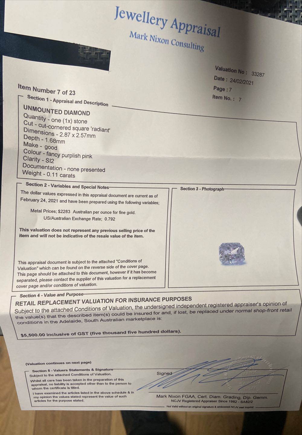 0.11 PP Diamond  ornament collectible - Main Image 2