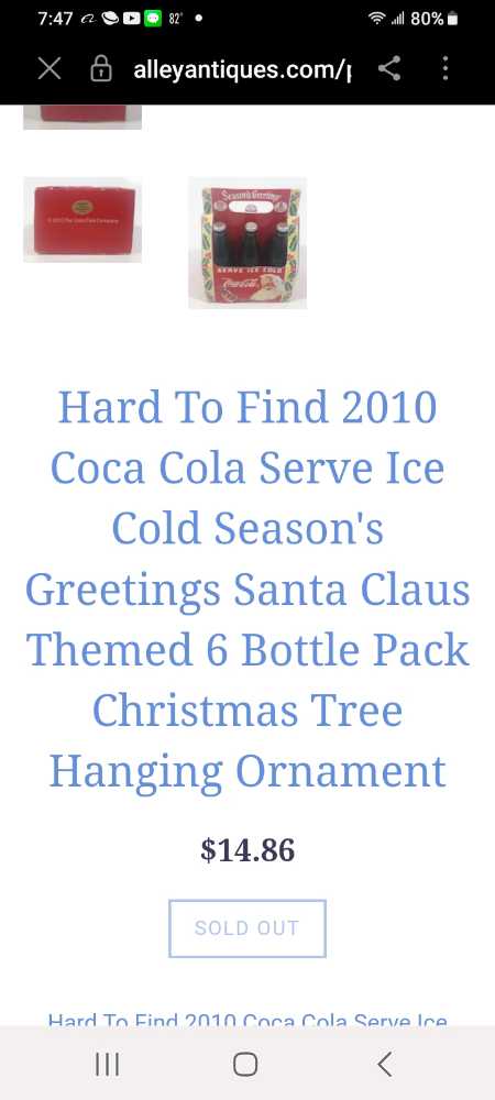 Coca-Cola Ornament 6 Pack Coke Bottles In Cardboard Carrier Season’s Greetings Serve Ice Cold 2010  (Coca-Cola Ornament) ornament collectible - Main Image 4