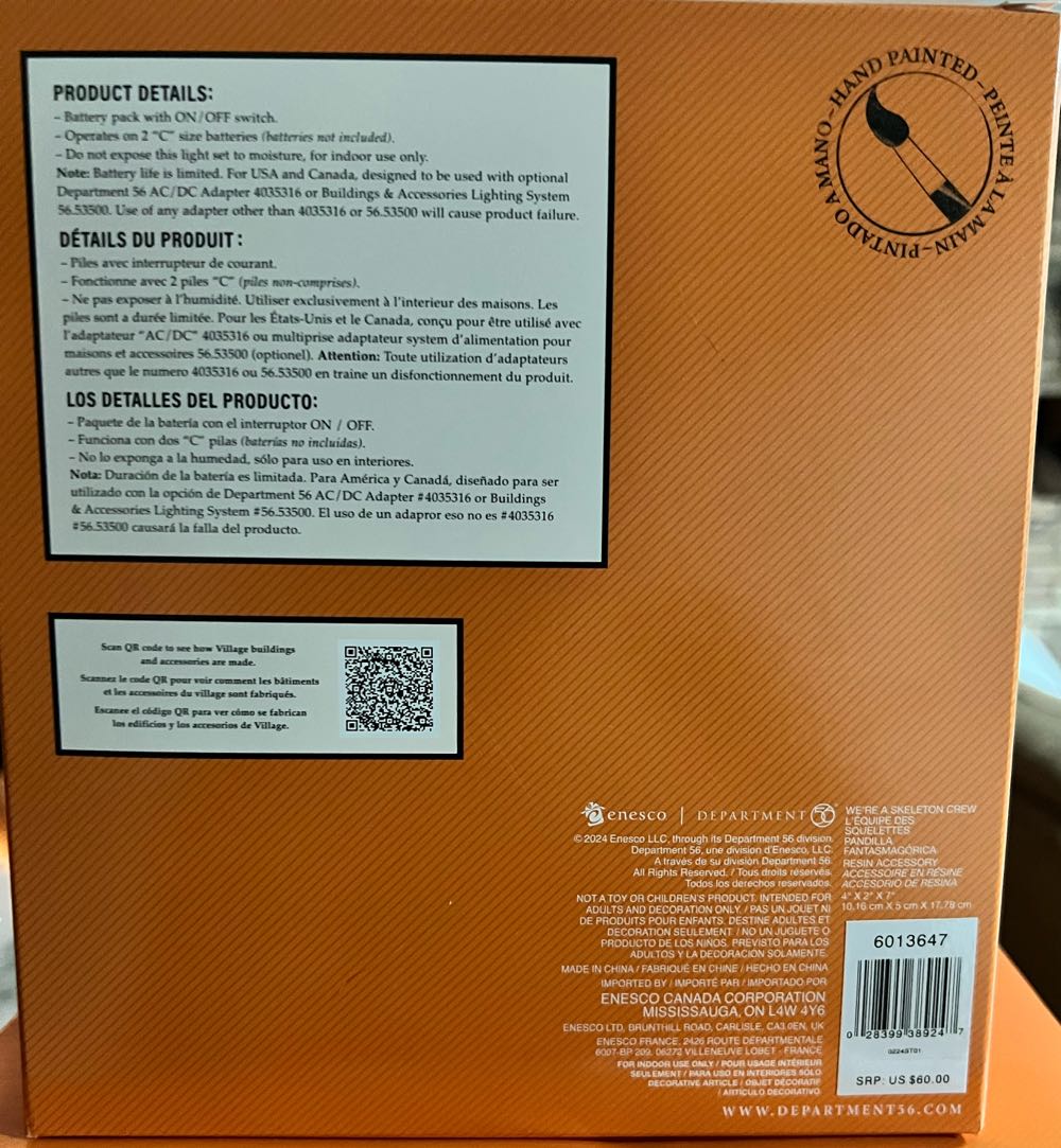 We’re A Skeleton Crew Sign Lit Figurine - Halloween Accessory (6012603) ornament collectible [Barcode 028399389247] - Main Image 3