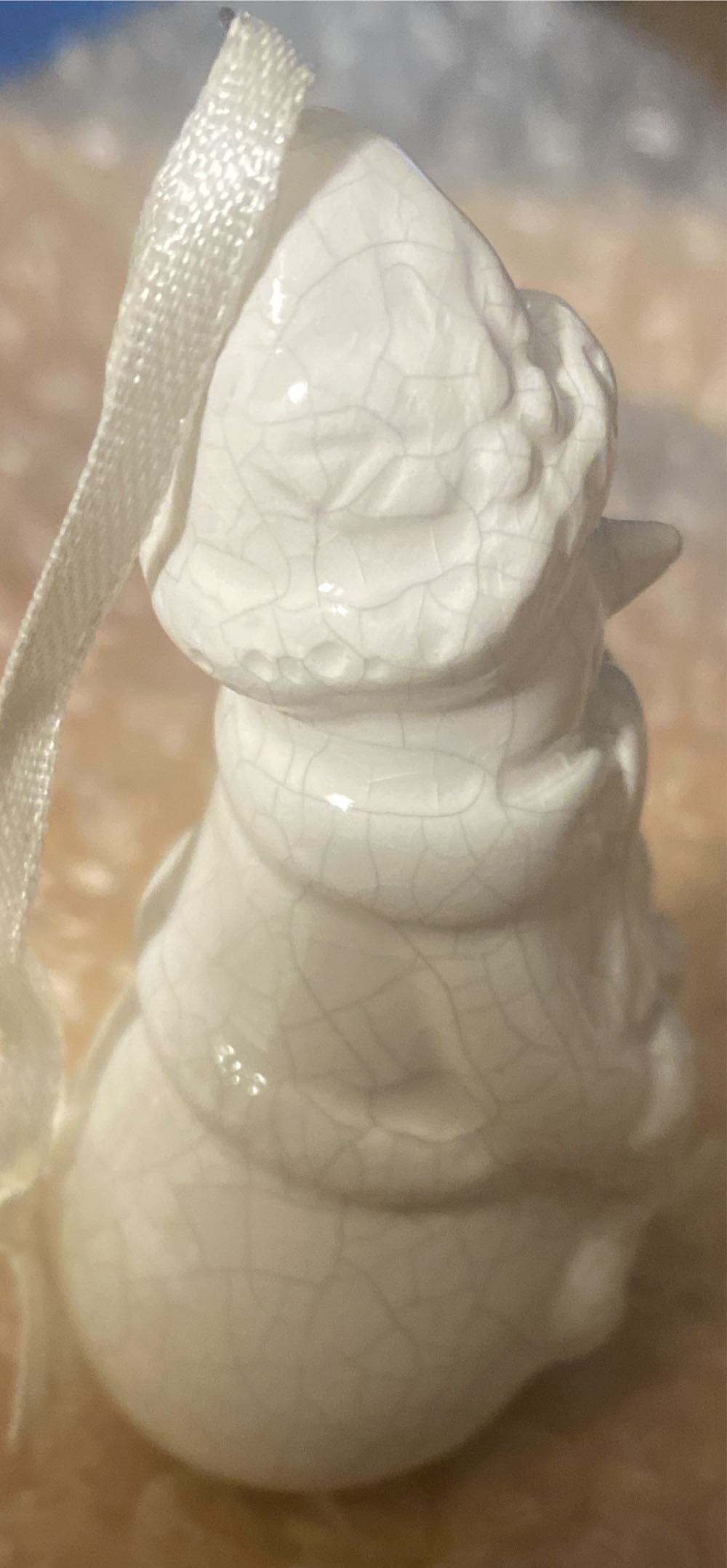 White Crackled Porcelain Snowman Ornament - Snowman (Snowman) ornament collectible - Main Image 2