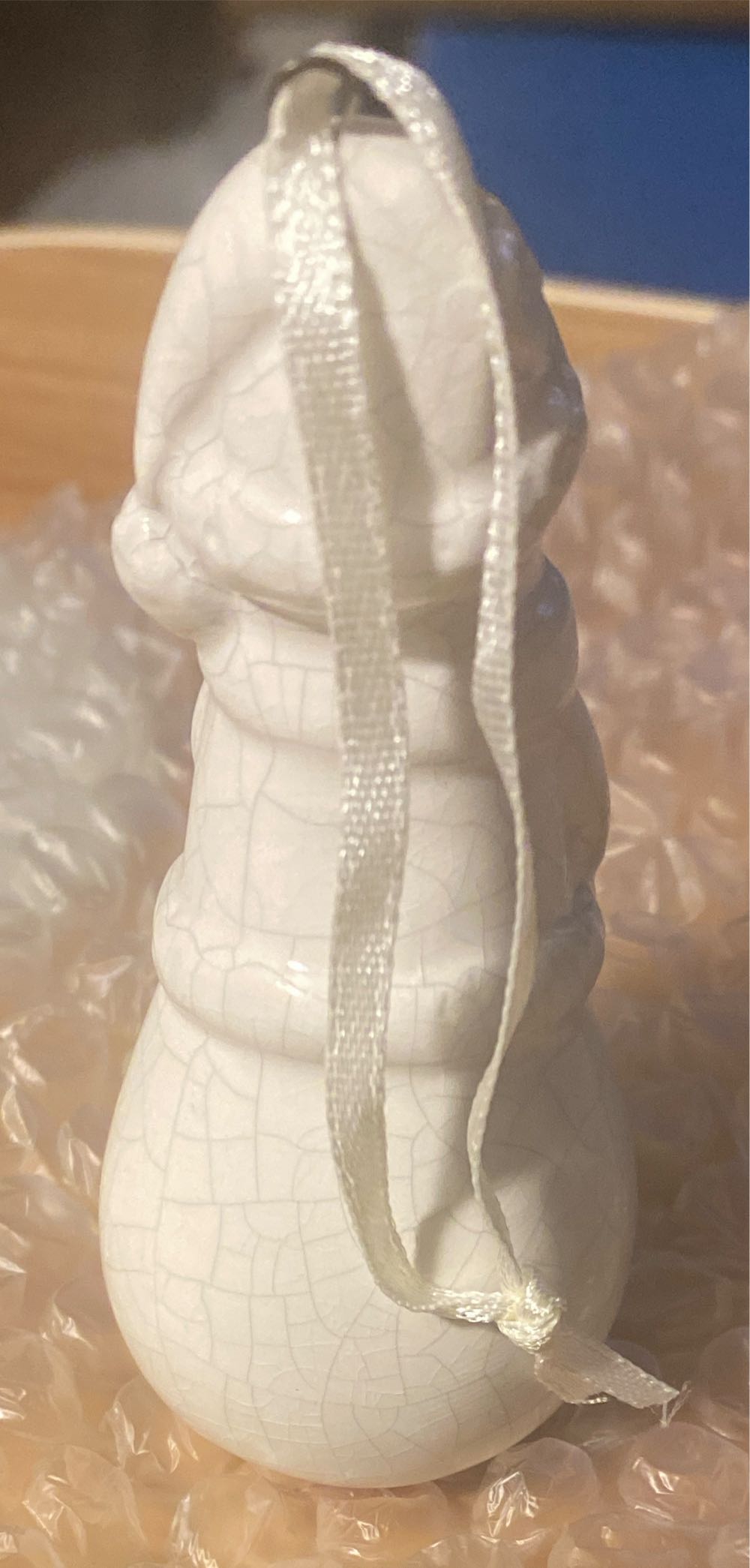 White Crackled Porcelain Snowman Ornament - Snowman (Snowman) ornament collectible - Main Image 3