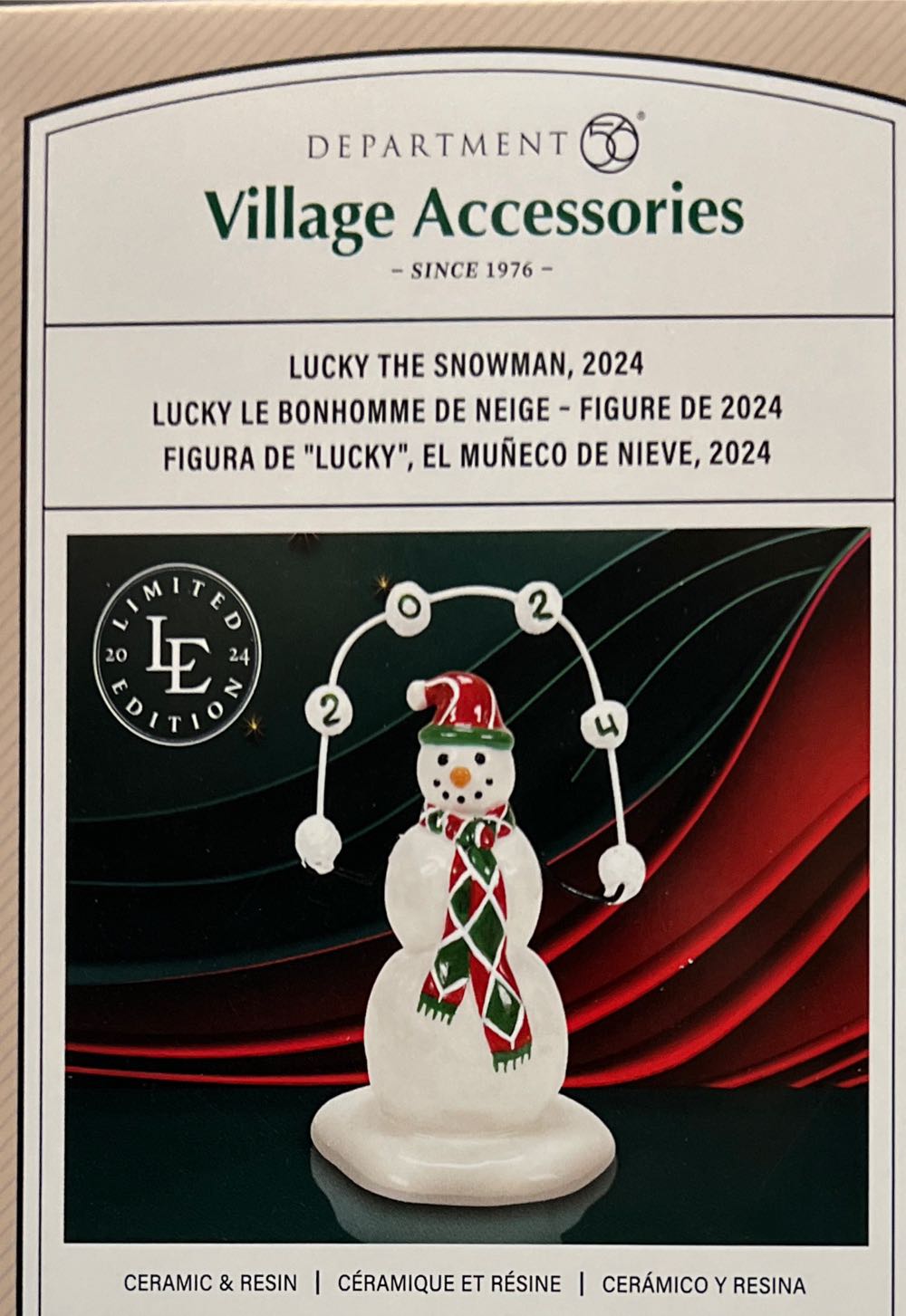 Lucky The Snowman 2014 Dated Limited Edition Figurine 4.25 Inch - Snow Village Accessory (6014558) ornament collectible [Barcode 028399387465] - Main Image 2