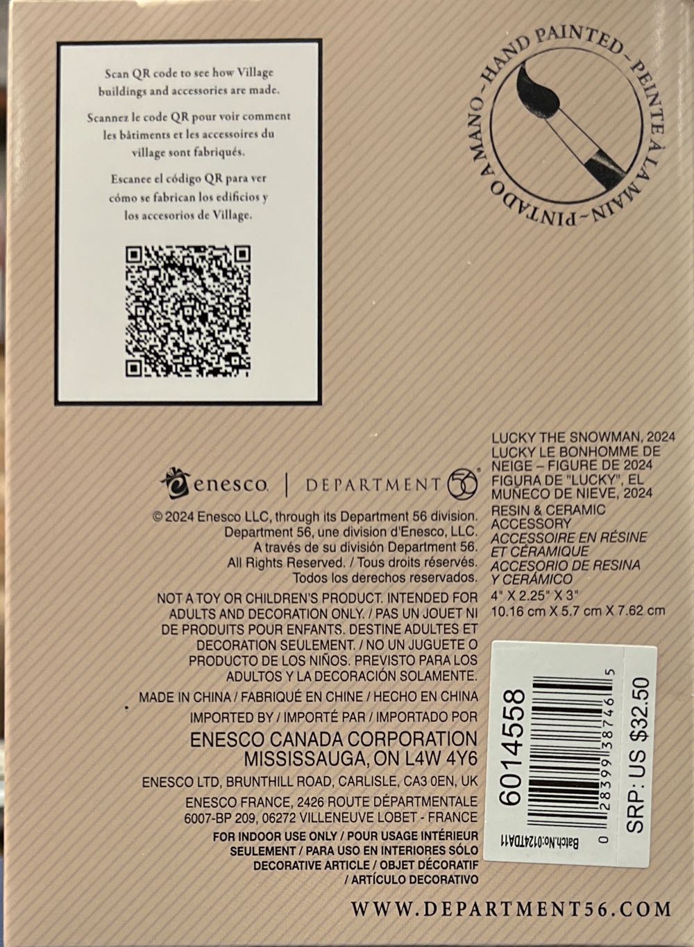 Lucky The Snowman 2014 Dated Limited Edition Figurine 4.25 Inch - Snow Village Accessory (6014558) ornament collectible [Barcode 028399387465] - Main Image 3