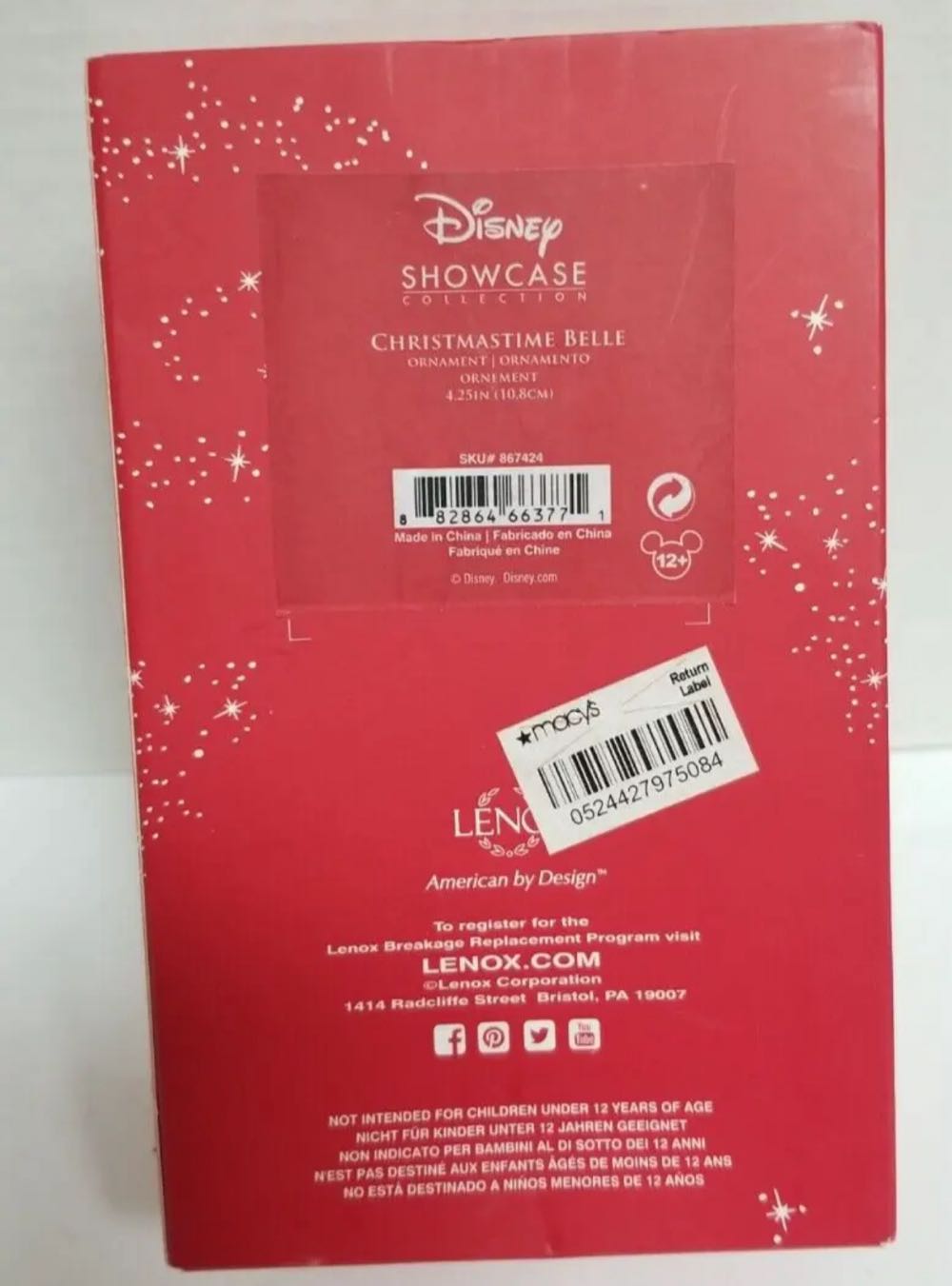 Lenox Disney Showcase Collection: Christmastime Belle - Lenox (Disney’s beauty and the beast) ornament collectible [Barcode 882864663771] - Main Image 3