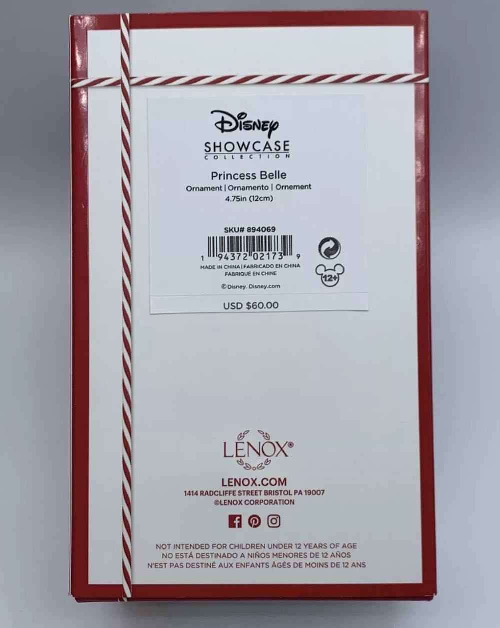 Lenox Disney Showcase Collection: Princess Belle - Lenox (Disney’s beauty and the beast) ornament collectible [Barcode 194372021739] - Main Image 4