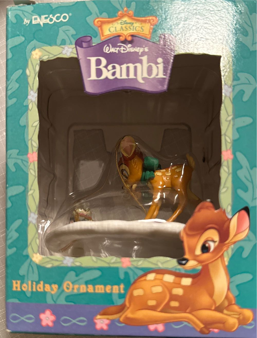 Vintage Christmas Blue Hand Painted Glass Ornament Silver Glitter Red Stones