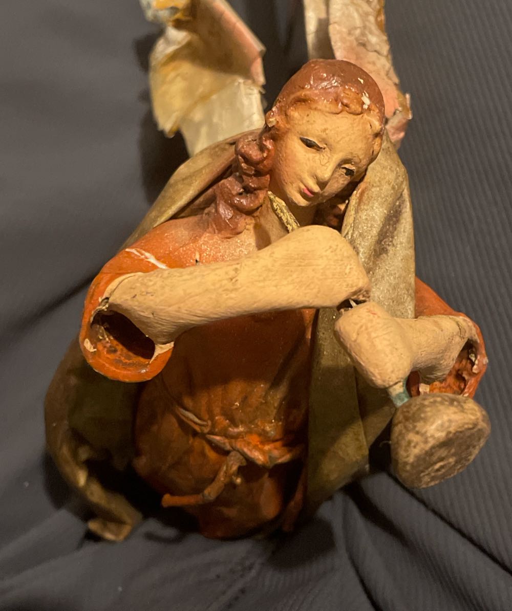 Cartapesta - Nativity - (Set 1) - Angel - Red - With Horn - Angel (Nativity) ornament collectible - Main Image 2