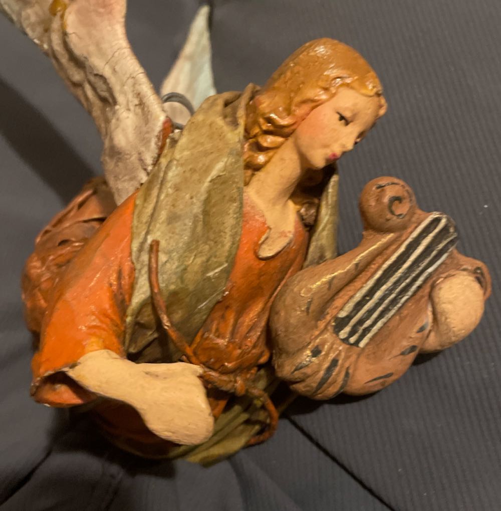 Cartapesta - Nativity - (Set 1) - Angel - Red - With Lyre - Angel (Nativity) ornament collectible - Main Image 2