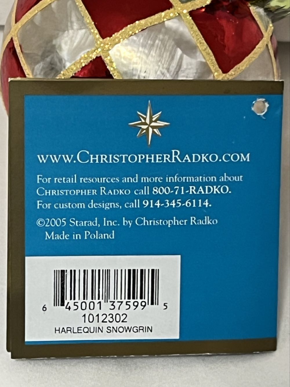 Harlequin Snowgrin  (Snowman With Ruffled Collar) ornament collectible [Barcode 645001375995] - Main Image 3