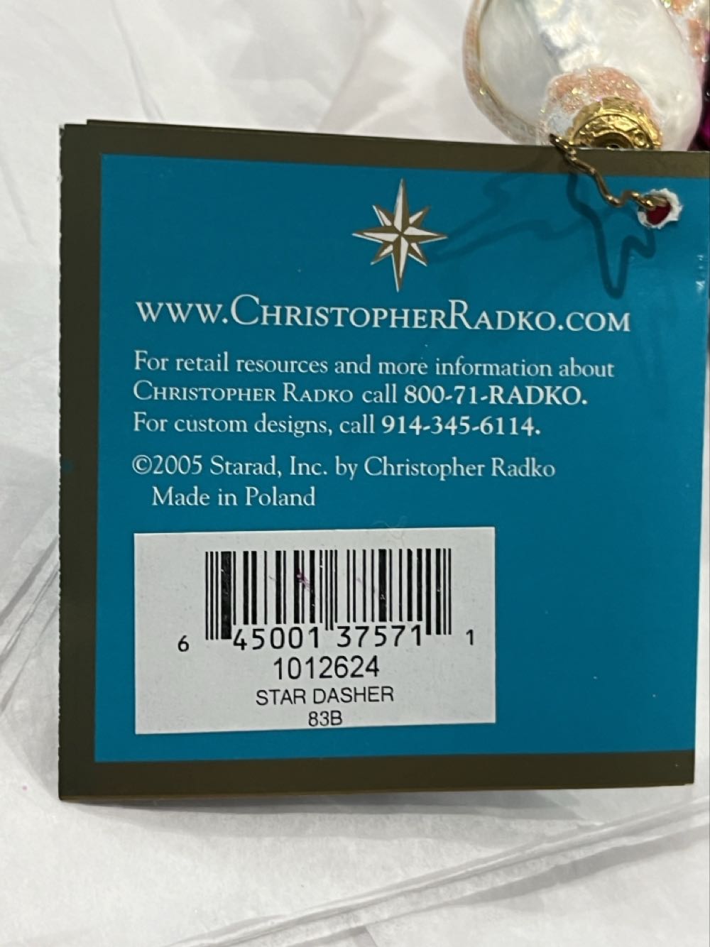 Star Dasher  (Vtg Reindeer Pulls Santa) ornament collectible - Main Image 3