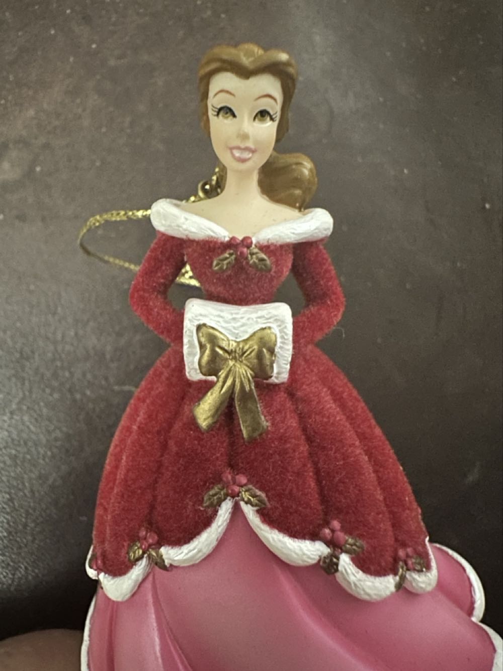 Belle - Flocked Holly Berry Pink & Red Dress - Disney Store (Disney’s beauty and the beast) ornament collectible - Main Image 2