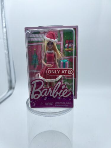 Barbie Holiday Mini Figure With Red White Fur Lined Dress Red Santa Hat 4” Doll  ornament collectible [Barcode 887961036473] - Main Image 1