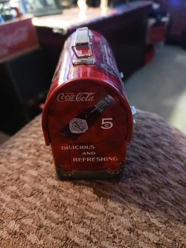 Coca-Cola Ornament Domed Lunch Box Tin 5 cent Coca-Cola 2007 - Coca-Cola hanging tin lunch box mini (Coca-Cola Ornament) ornament collectible - Main Image 2