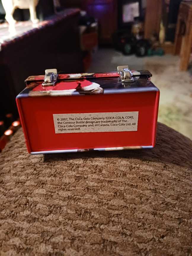 Coca-Cola Ornament Domed Lunch Box Tin Wherever I Go Santa With World 🌎  Globe 2007 - Coca-Cola hanging tin lunch box mini (Coca-Cola Ornament) ornament collectible - Main Image 3