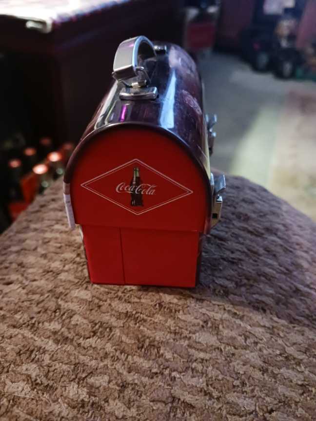 Coca-Cola Ornament Domed Lunch Box Tin Santa Naughty And Nice List With Good Boys List On Desk 2007 - Coca-Cola hanging tin lunch box mini (Coca-Cola Ornament) ornament collectible - Main Image 2