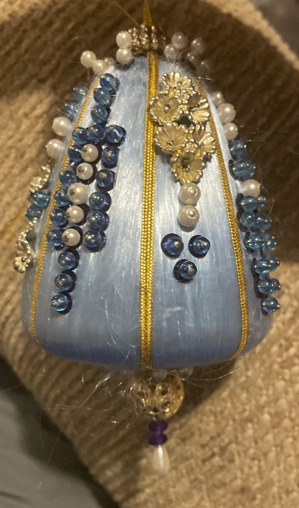 Bead & Sequin - Bell - Light Blue, Dark Blue, Silver, White, Gold - Bell (Bead & Sequin) ornament collectible - Main Image 2