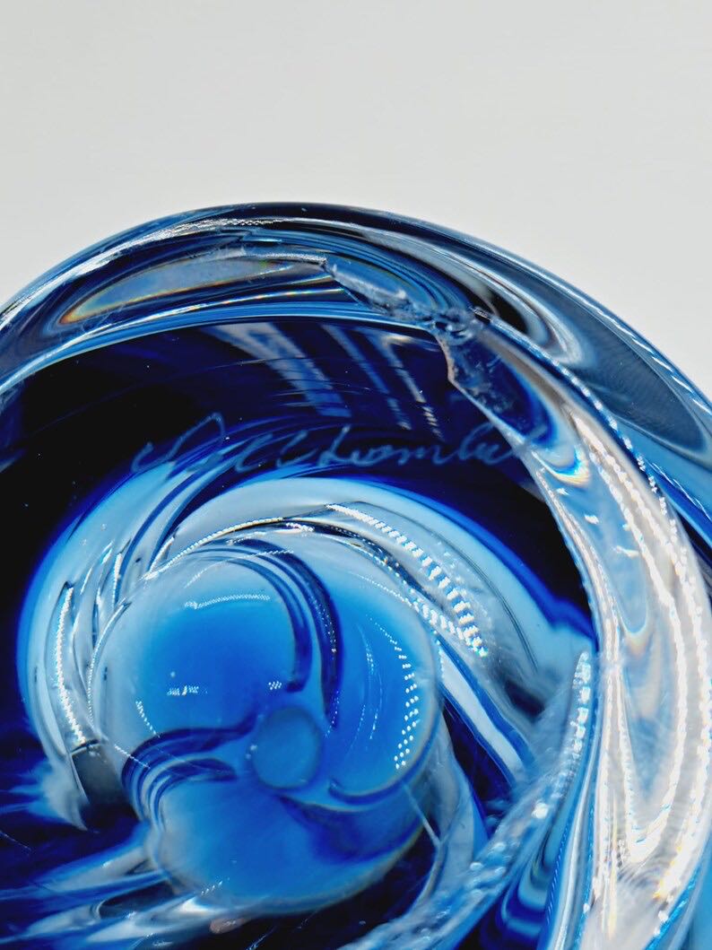 Val Saint Lambert 1957 Blue Glass Vase   ornament collectible - Main Image 2