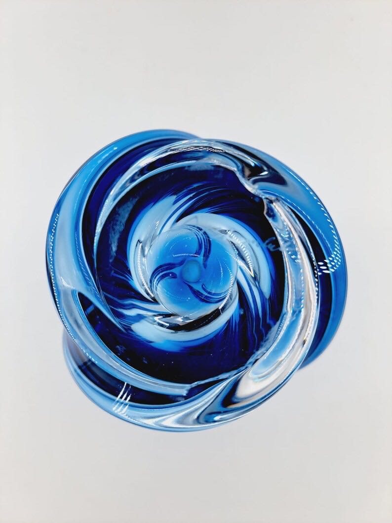 Val Saint Lambert 1957 Blue Glass Vase   ornament collectible - Main Image 3