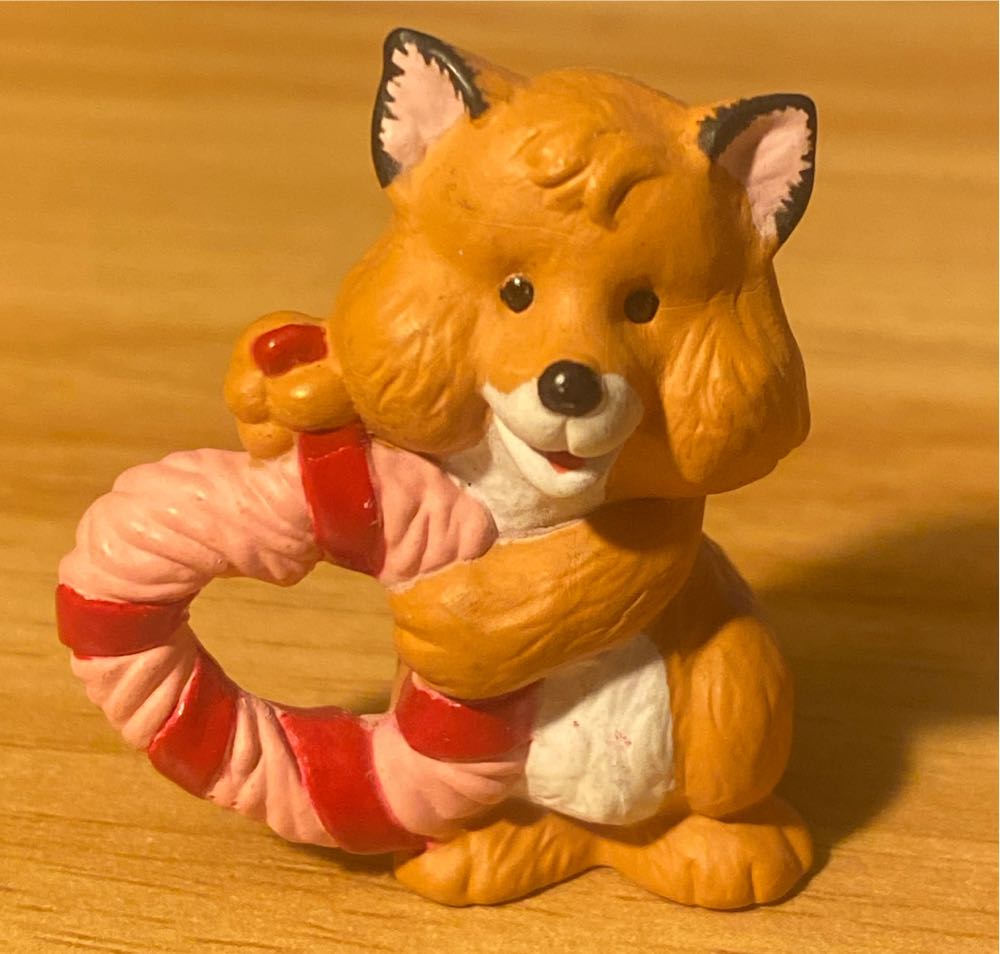 Merry Miniature Fox With Heart Wreath - Merry Miniatures (Valentine’s Day) ornament collectible - Main Image 1