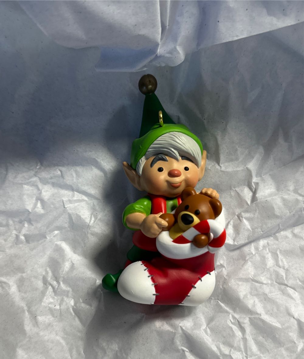 North Pole Tree Trimmers #12 -2024 Elf With Stocking & Bear  - North Pole Tree Trimmers Series (12th In Series) ornament collectible [Barcode 763795833023] - Main Image 3