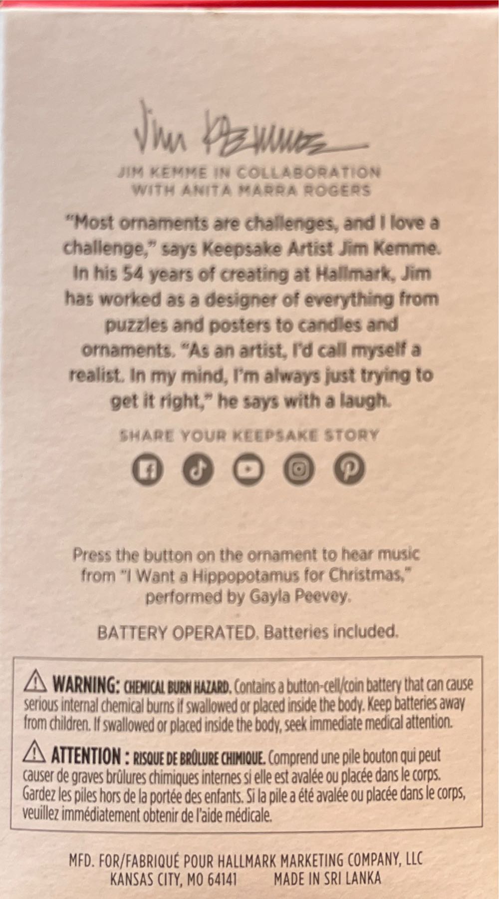 I Want A Hippopotamus For Christmas - I Want A Hippopotamus For Christmas (Animal - Hippo) ornament collectible [Barcode 661127025415] - Main Image 2