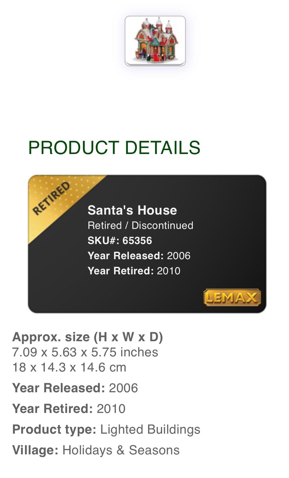 Santa’s House #65356 x2 - Santa’s Wonderland (Lighted Building) ornament collectible [Barcode 728162653567] - Main Image 2