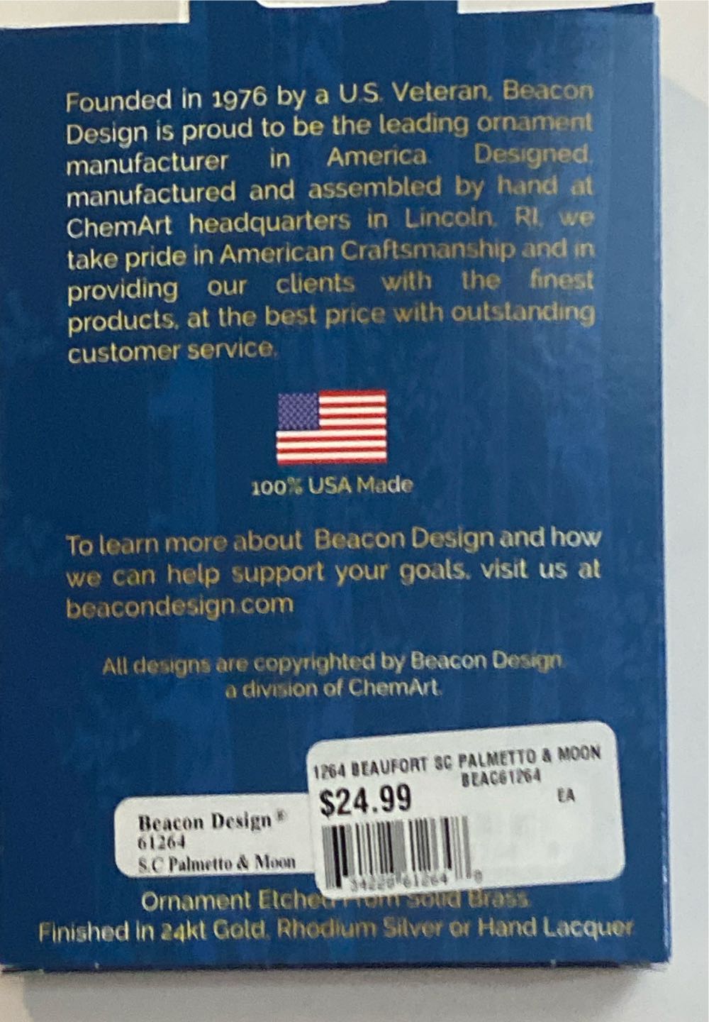1264 Beaufort SC Palmetto & Moon  ornament collectible [Barcode 634228612648] - Main Image 2