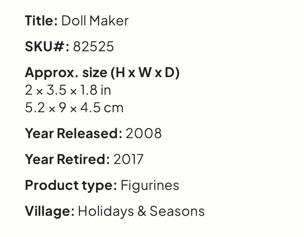 Doll Maker #82525 - Caddington (Figurines) ornament collectible - Main Image 2