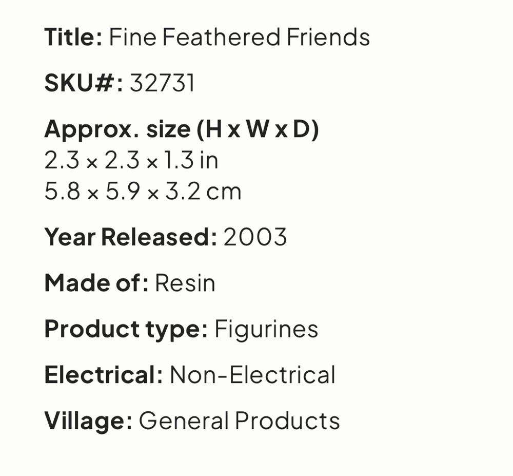 Fine Feathered Friends #32731 - Vail Village (Figurines) ornament collectible - Main Image 2