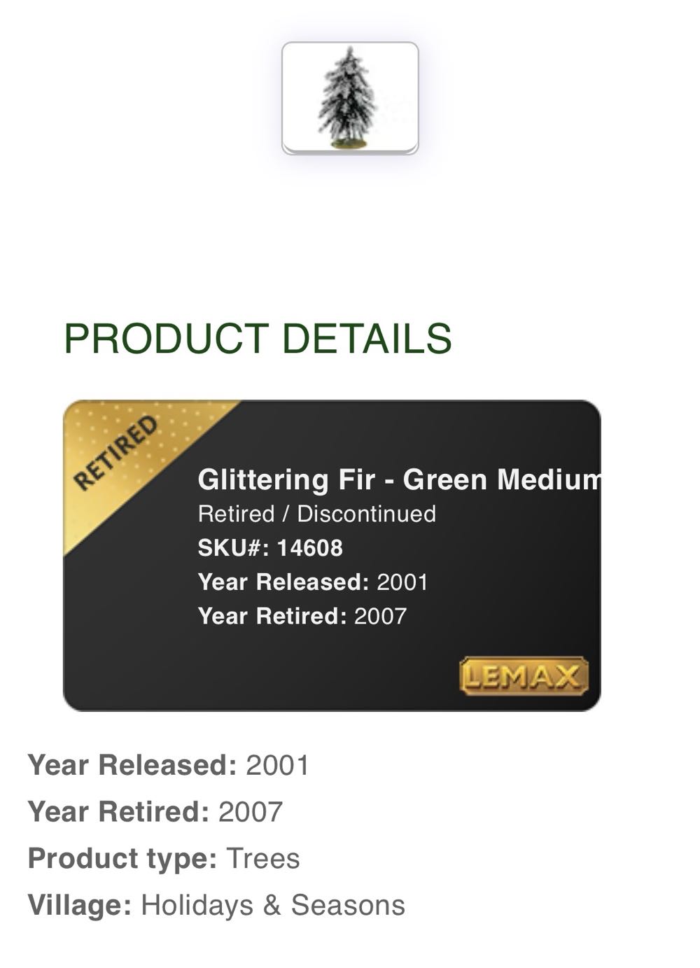 Glittering Fir Med #14608 - General Products (Landscape Accent) ornament collectible [Barcode 728162146083] - Main Image 2