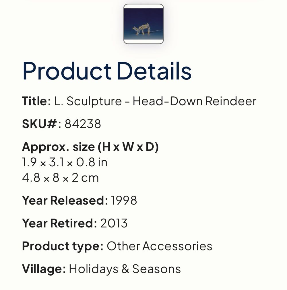 Head Down Reindeer Lighted  #84238 - General Products (Lighted Accessory) ornament collectible [Barcode 728162842381] - Main Image 2