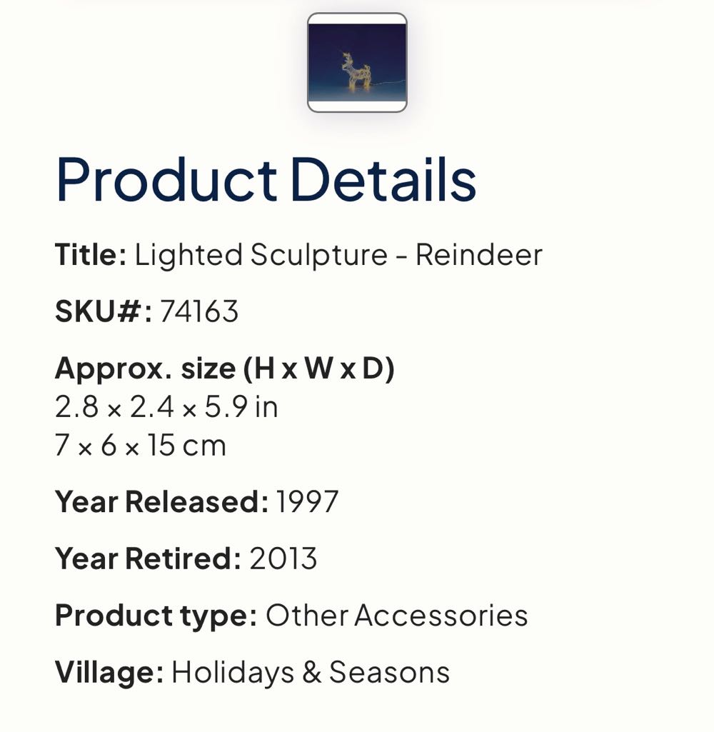 Reindeer Light #74163 - General Products (Lighted Accessory) ornament collectible [Barcode 728162741639] - Main Image 2