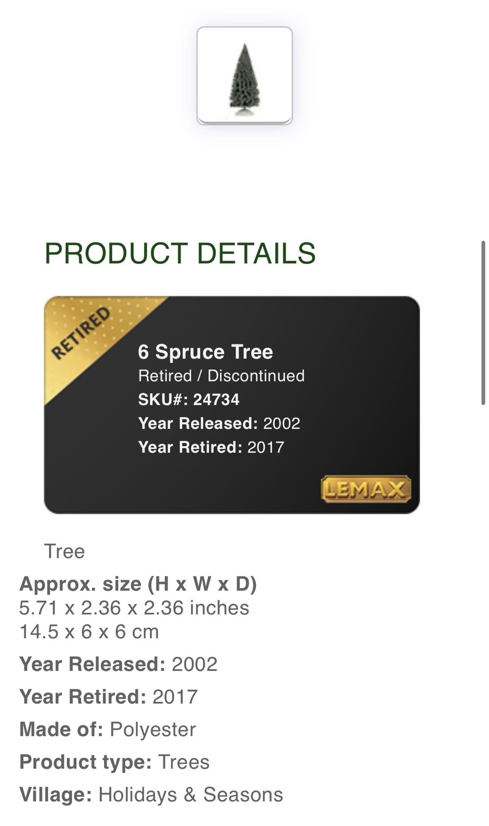 Spruce Tree Med #24734 - General Products (Landscape Accent) ornament collectible - Main Image 2