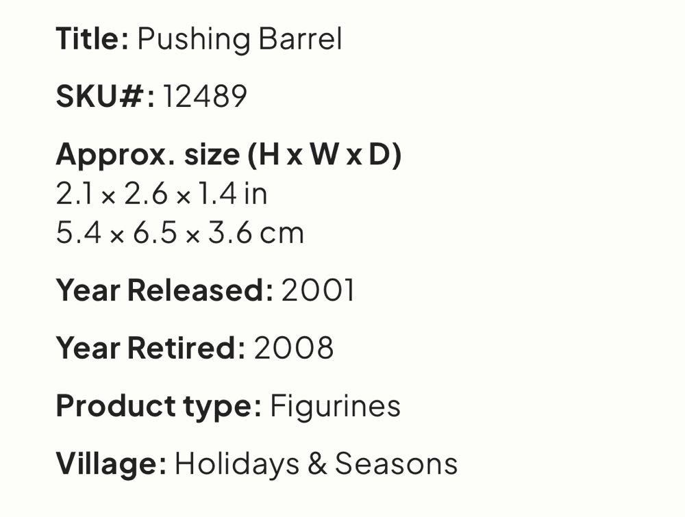 Pushing Barrel #12489 - Figurines (Figurines) ornament collectible [Barcode 728162124890] - Main Image 2