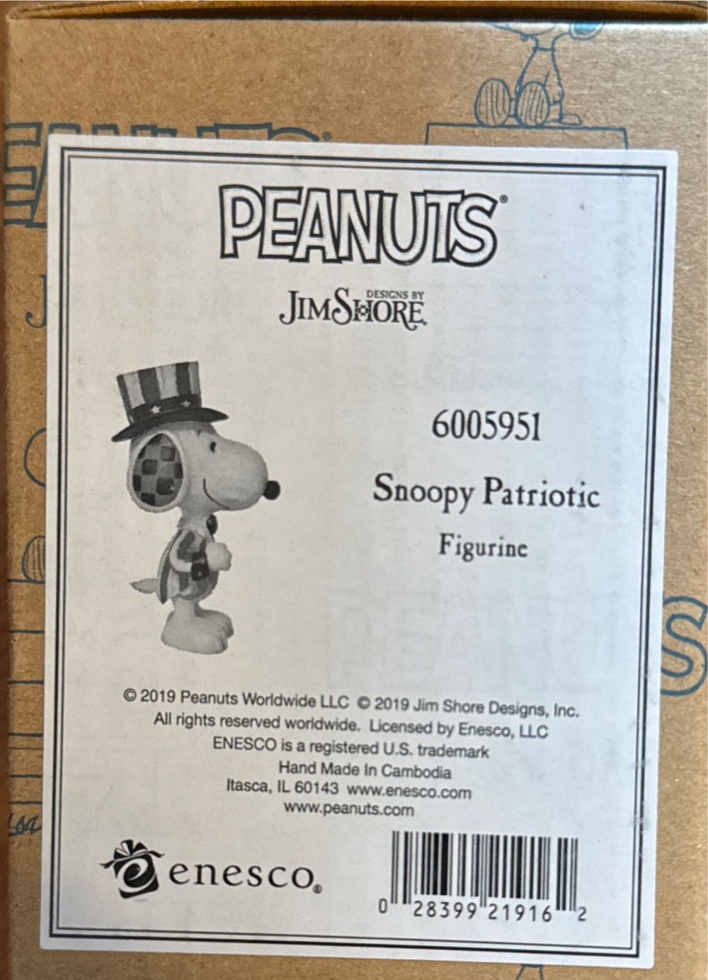 Enesco Peanuts By Jim Shore Snoopy Patriotic Miniature Figurine 3.75 Inch Multicolor  ornament collectible [Barcode 028399219162] - Main Image 3