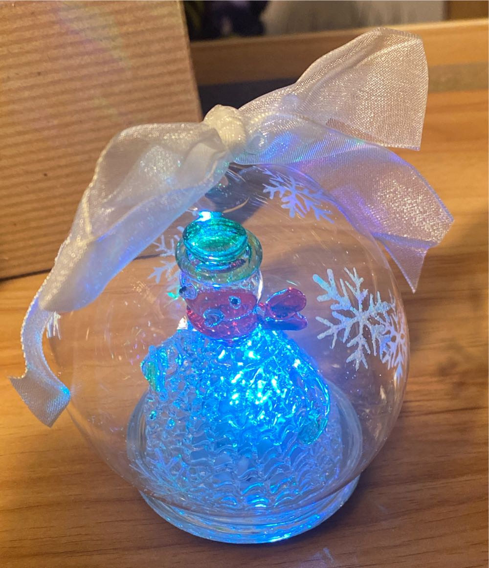 Blown Glass Light Up Snowman - Light Up Ornament (Snowman) ornament collectible - Main Image 4
