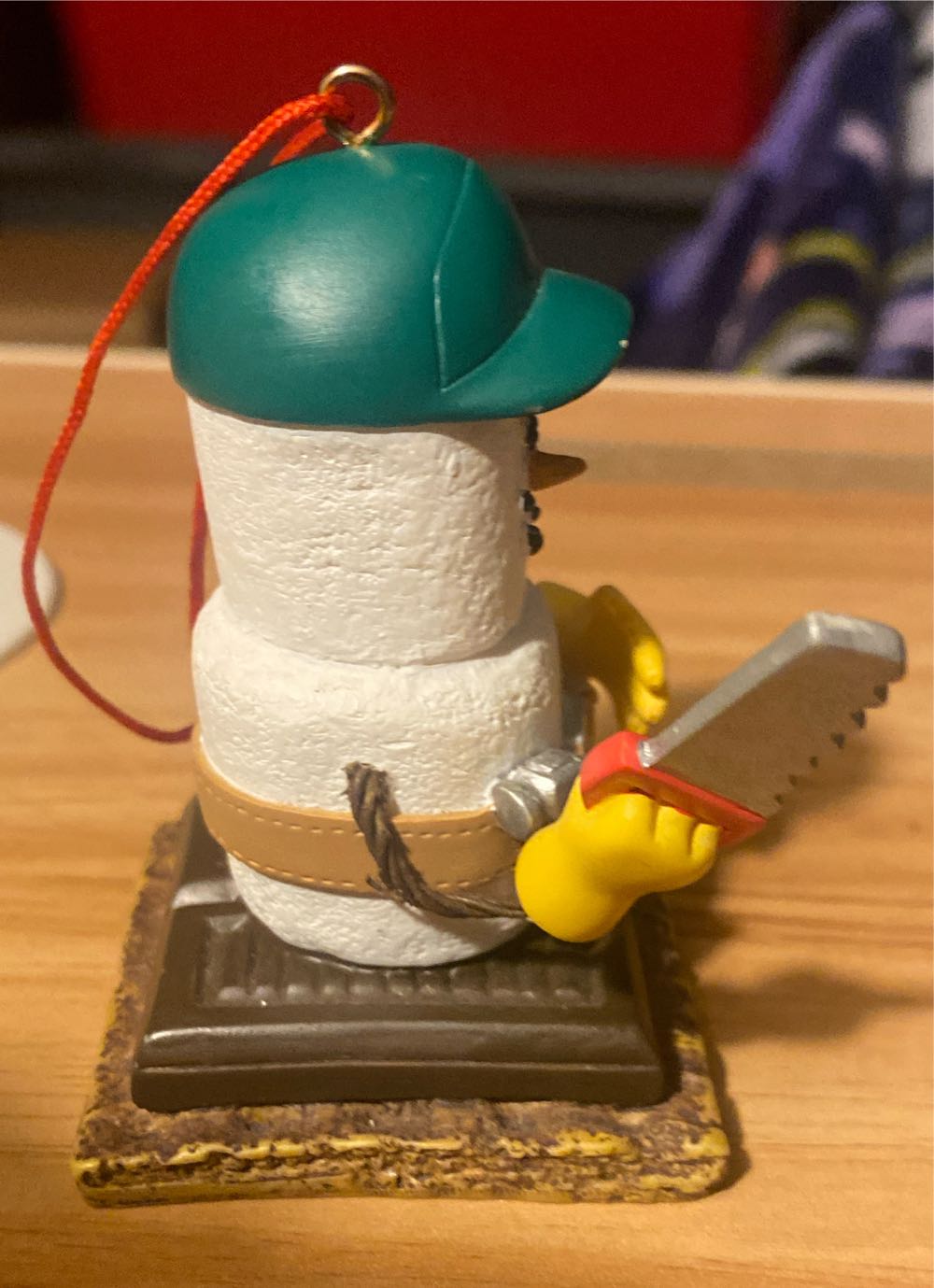 The Original S’mores Snowman Handyman With Handsaw & Hammer - The Original S’mores (Smores, Snowman, Handyman, Tools, Hammer, Handsaw) ornament collectible - Main Image 3